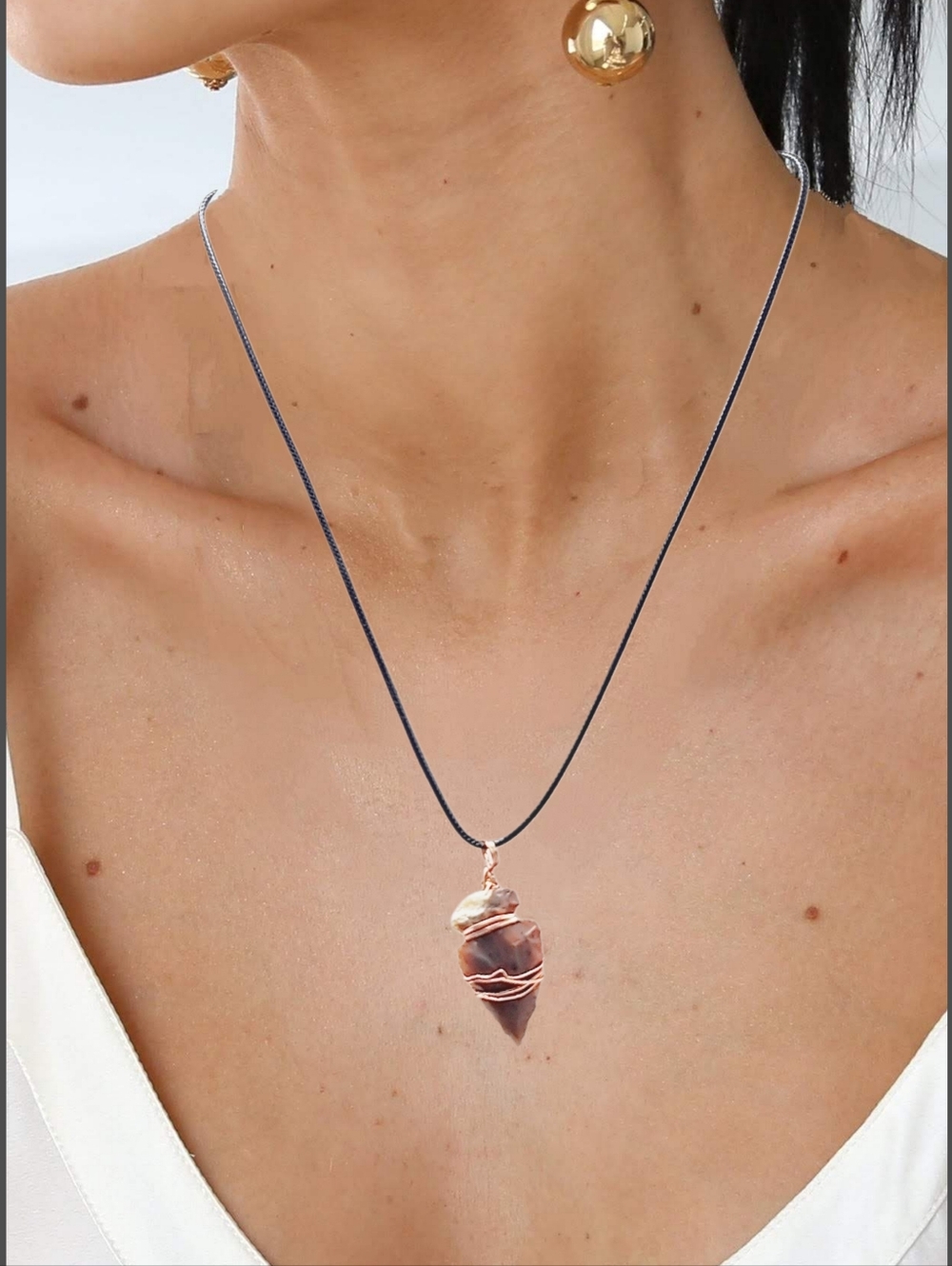 Genuine Fossilized Shark Tooth Pendant with Black Cord Necklace NWOT